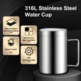 thumbnail image 4 of Neinkie Tasse à Café Isolée avec Couvercle, Acier Inoxydable, Double Paroi Isolée sous Vide Tasse de Voyage avec Poignée, Tasse de Voyage Isolée Double Paroi Premium, Acier Inoxydable/argent, 4 of 6