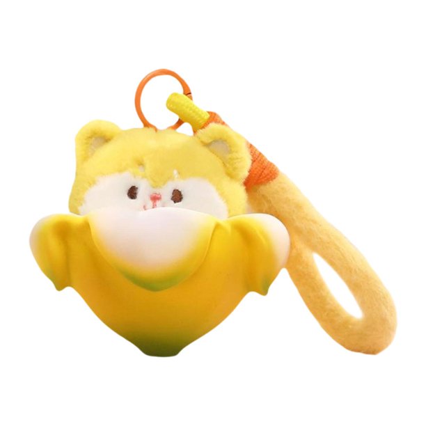 Llavero con forma de animal para colgar, muñeco de peluche portátil, ideal para cumpleaños de mujer Amarillo