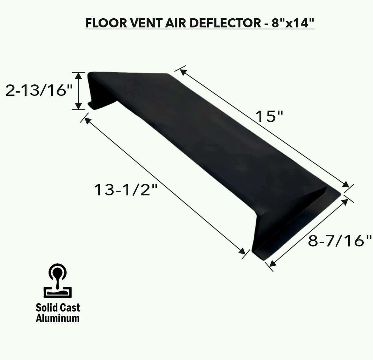 Solid Metal Deflector 8"x14" Unbreakable Cast Aluminum | Air & Heat Diverter