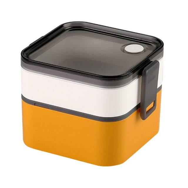 Fiambrera, fiambrera doble bento, fiambrera con compartimentos y cubiertos, fiambrera para escuela de trabajo para adultos, apta para horno microondas,