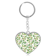 Bestwell Love Heart-shaped Double-sided Keychain Mistletoe Personalized Keyrings Handbag Charm Decoration Valentine's Day Gift for Couple