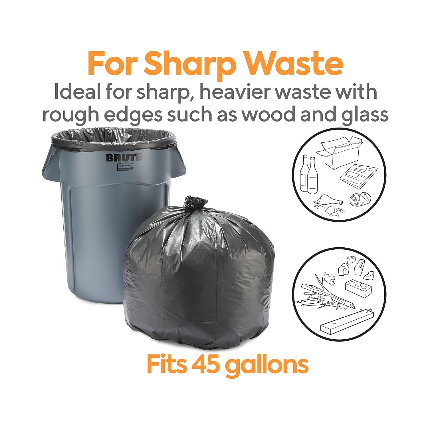 Staples Coastwide Professional 40-45 Gallon Trash Bag 40" x 46" Low Density 1.8 mil Black 100