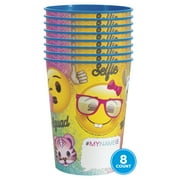 Emoji Faces Plastic 16oz Stadium Cup Party Favors, 8 Count