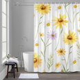 thumbnail image 5 of Yellow Daisy Flowers Leaf Shower Curtain for Bathroom, Simple Style Watercolor Nature Waterproof Cloth Fabric Bathroom Accessories Set with 12 Rust Proof Plastic Hooks, 72"x96", 5 of 9