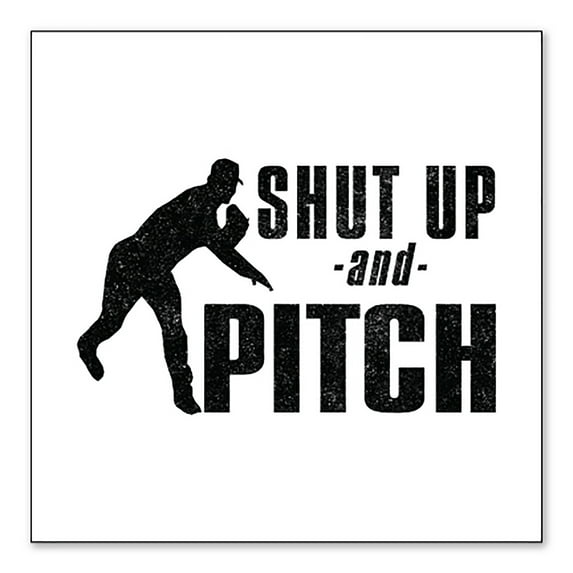 DistinctInk Custom Bumper Sticker - 10" x 10" Decorative Decal - White Background - Shut Up & Pitch Baseball