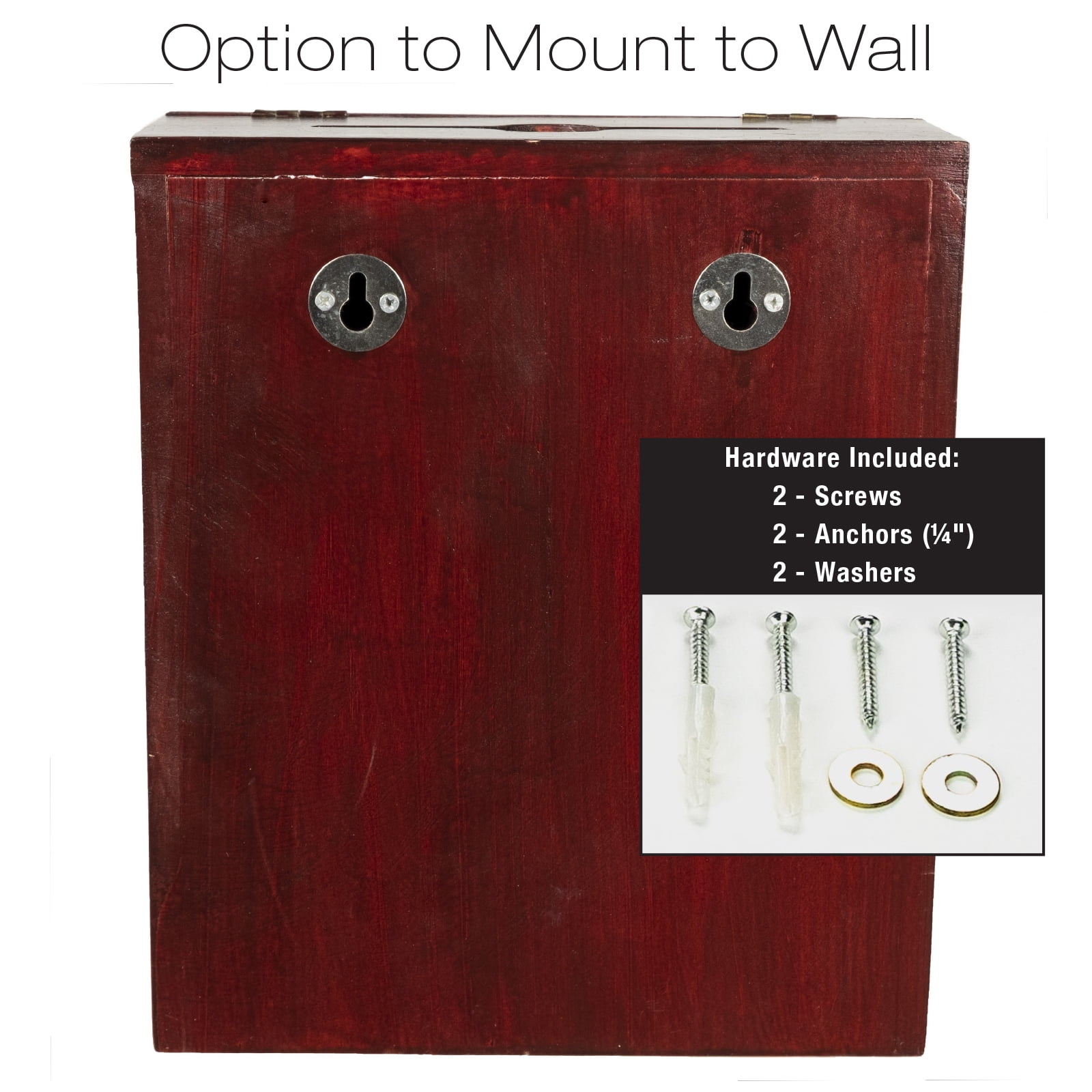 Excello Global Products Red Mahogany Suggestion Box with Lock: Wooden Ballot Comment Box, Wall Mounted or Freestanding. Includes Printed Labels & Suggestion Pads Cards - EGP-HD-0290