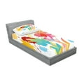 thumbnail image 2 of Ambesonne Colorful Fitted Sheet & Pillow Sham Set, Hawaiian Beach Party, Twinxl, Multicolor, 2 of 2