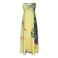 thumbnail image 4 of Summer Saving Wycnly Summer Dresses for Women Fashion Button Plus Size Swing A Line Tank Dresses with Pocket 2024 Sleeveless V-Neck Marbled Print Maxi Formal Dress Yellow l, 4 of 6