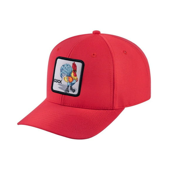 Unisex V2 Embroidered The Chicken, 6-Panel Baseball Cap, Red/Red, Adjustable Fit