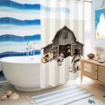 thumbnail image 5 of No Hook Shower Curtain, Easter Bunny Shower Curtains for Bathroom with See Through Top Window, Vintage Farmhouse Countryside Rabbits Floral Waterproof & Washable Bath Curtain Stand Up Stall 36"x72", 5 of 9