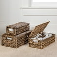 thumbnail image 2 of happimess BSK2000B-3SET Sandrine Classic Farmhouse Handwoven Hyacinth Storage Baskets with Handles and Lids, Brown (Set of 3), 2 of 7