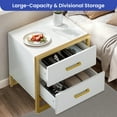 thumbnail image 3 of ModFusion Modern Nightstand with 2 Spacious Drawers and Metal Frame for Bedroom and Living Room, White and Gold, 3 of 8