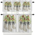 thumbnail image 2 of Watercolor Christmas Socks Kitchen Curtains and Valances Set, Farmhouse Cafe Curtains Tier Rod Pocket Half Window Curtain 24 Inch Length Pine Leaf Berry Xmas Botanical 3 Piece Kitchen Curtain Set, 2 of 5