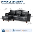 thumbnail image 2 of L-Shaped Sectional Sofa with Convertible Chaise - Modern Mid-Century Faux Leather Deep Seat Couch, Black, 2 of 5