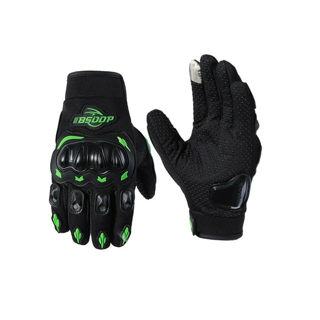 Guardoinrt Durable Leather Cycling Gloves With Breathable Perforations For Comfort Leather Motorcycle Gloves green L
