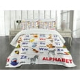 thumbnail image 3 of Ambesonne Cartoon Quilted Bedspread Set 3 Pcs, Animal Theme Letter Design, King Size, Multicolor, 3 of 5