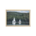 thumbnail image 1 of Sailboat Wall Art with Frame, Sailboats on a Lake Forest Hill Yachting Countryside Coastline Nature Scenics, Printed Fabric Poster for Bathroom Living Room, 35" x 23", Green White, by Ambesonne, 1 of 2
