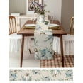 thumbnail image 4 of Table Runner 72 Inches Long for Kitchen Dining, Teal Grey Pumpkin Fall Dresser Scarf Farmhouse, Dining Table Decorations for Wedding/Parties, Thanksgiving Eucalyptus Leaves 14 x 72 In, 4 of 9