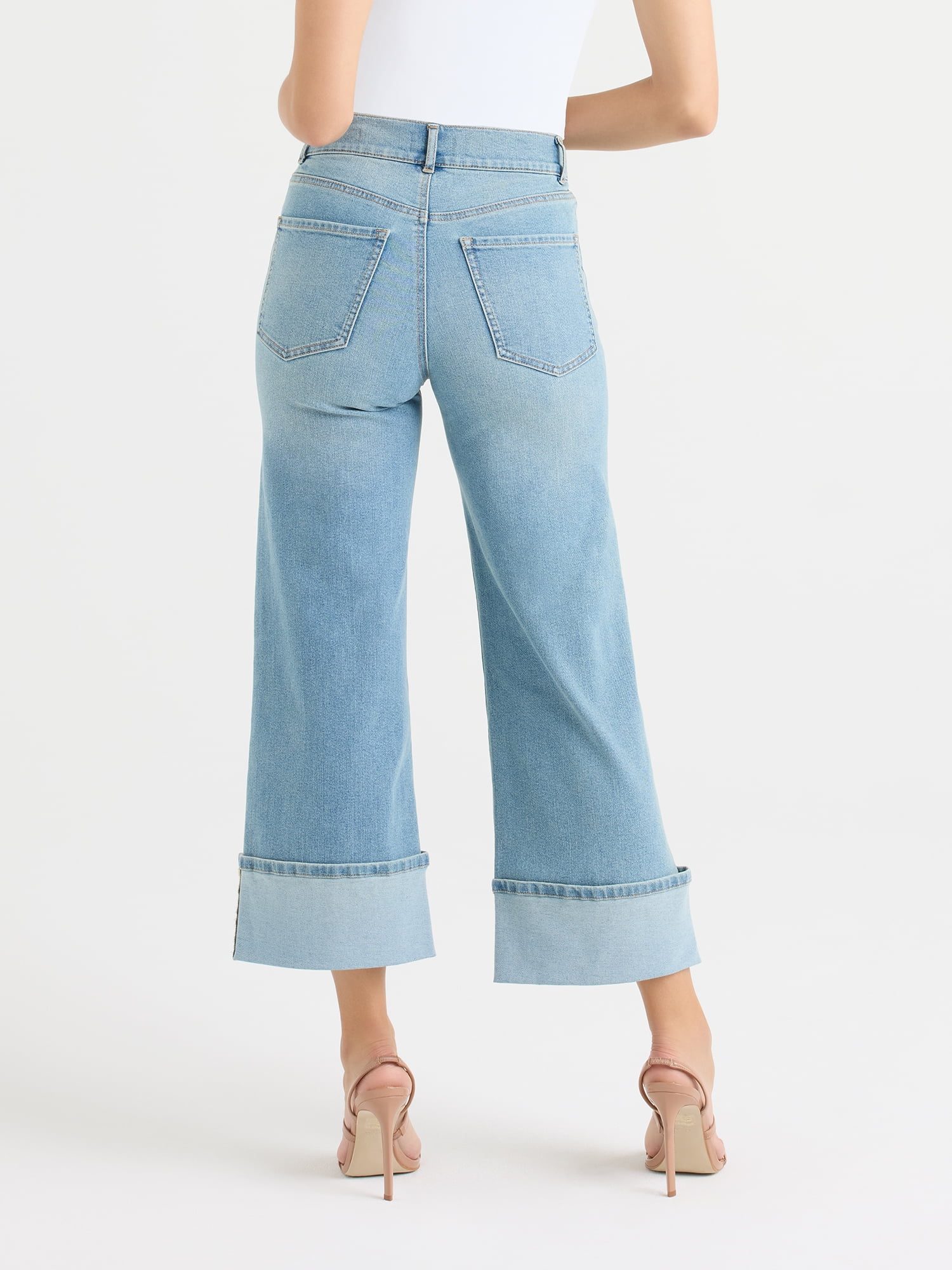 Sofia by Sofia Vergara Women's and Women's Plus Margot Wide Crop Super High Rise Jeans, 27" Inseam, Sizes 0-28