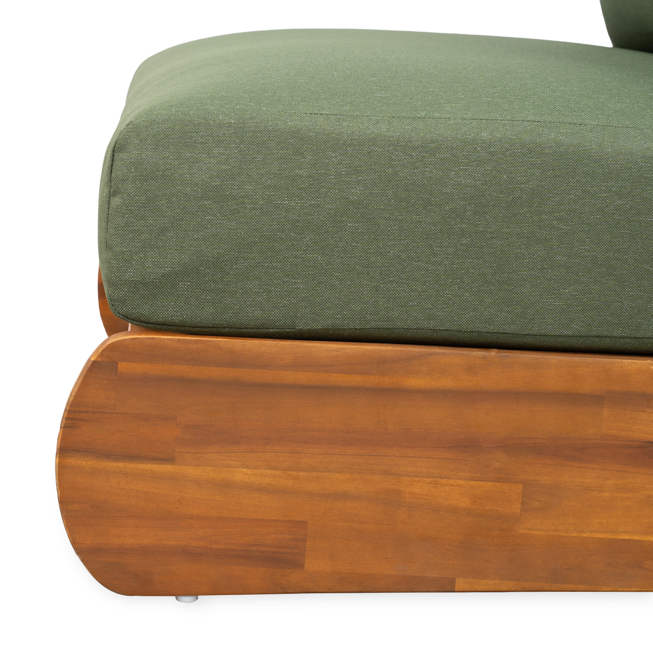 Christopher Knight Home Mid-Century Modern Outdoor Low Lounge Chair with Cushions, Solid Wood Frame, Green