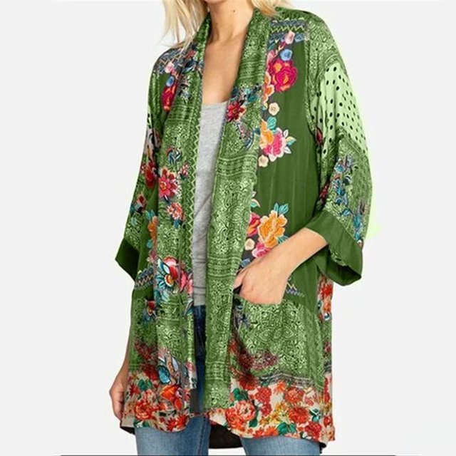 Puntoco nueva chaqueta con bolsillo tipo Rebeca con estampado de flores para mujer Puntoco Puntoco-1