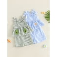 thumbnail image 3 of AceBaby Toddler Baby Girl Outfits,6M-4T Embroidery Plaid Bowknot Sleeveless Tank Tops and Waist Shorts 2Pcs Clothes Set for Summer, 3 of 9