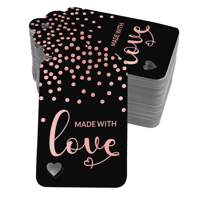 Inkdotpot Real Rose Gold Foil Made With Love Text Tags Favor Hang Paper Tags 100 Pack
