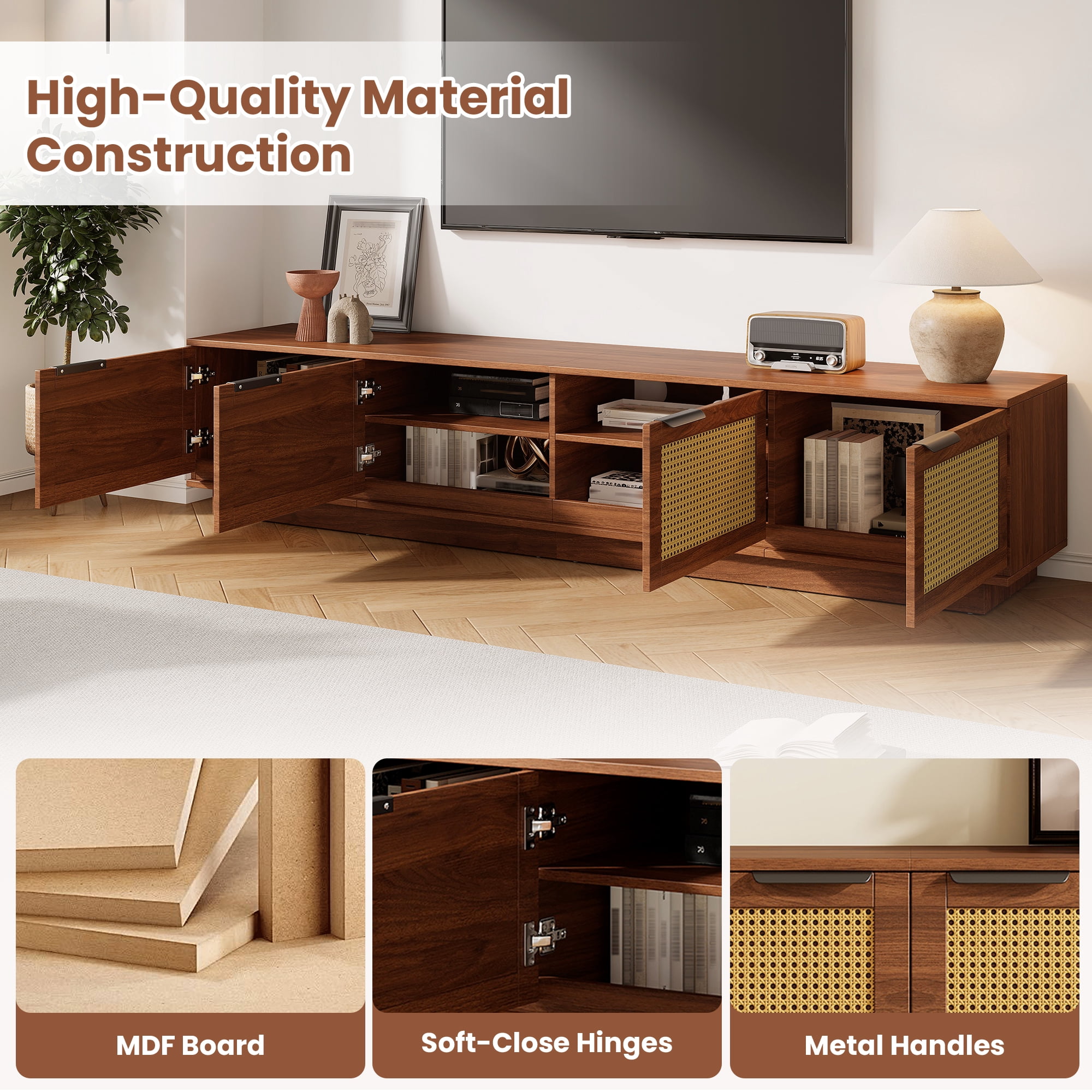 Homy Casa TV Media Console, Modern Entertainment Stand with Storage for Living Room