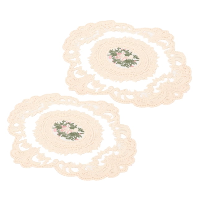 Emoshayoga Placemat de Encaje Placemat de Encaje, 2 Piezas, Estilo Francés Retro, Antideslizante, Bordado Multiusos para Hogar, Café y Oficina