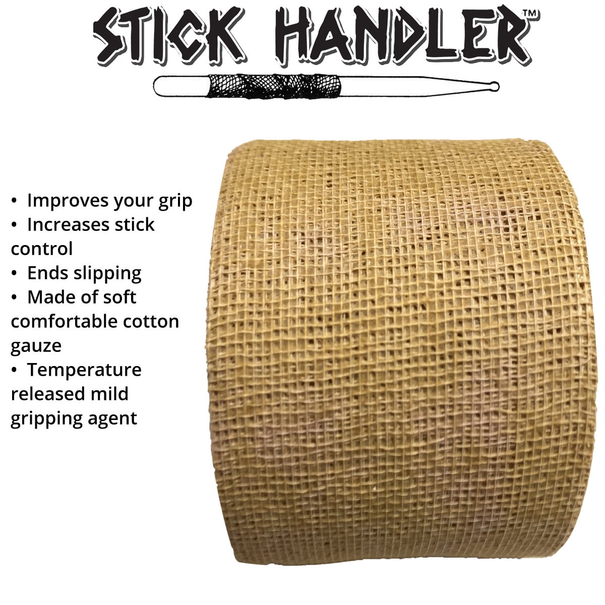 STICK HANDLER™  Professional Drum Stick Grip Tape Pro Pack (Tan | Three Pack)