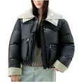 thumbnail image 3 of Oksale Cropped Puffer Jackets for Women Casual Lapel Quilted Outerwear Comfort Long Sleeve Overcoats for Winter 2025 Black XXL, 3 of 8