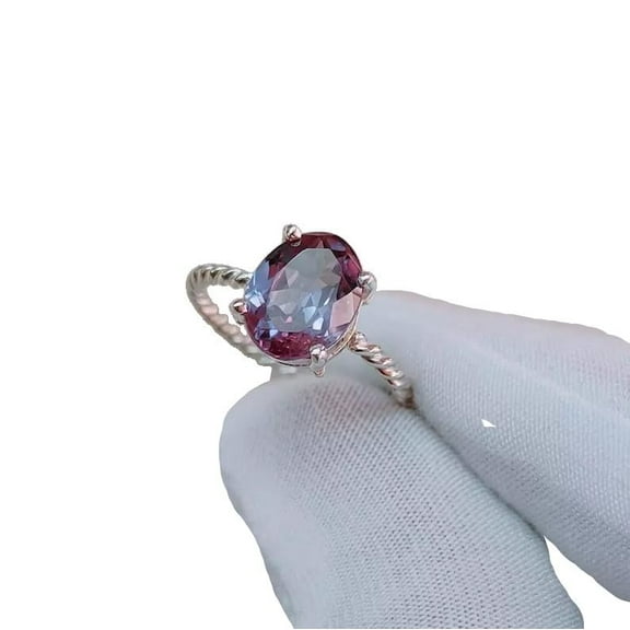 Natural Alexandrite Ring, Alexandrite Gemstone Ring, June Birthstone, Fine Ring, Women Ring, Gold Micron, 925 Sterling Silver, Promise Ring, Dainty Minimalist Stacking jewelry, Christmas Gift Ring