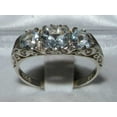 thumbnail image 3 of LBG British Made VINTAGE style Solid 10K White Gold Natural Aquamarine Trilogy Ring, 3 of 8
