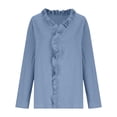 thumbnail image 4 of Turilly Women's Ruffle V-Neck Shirts Fashion Ladies Long Sleeve Solid Blouse Casual Loose Fit Pullover Top, 4 of 6