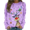 thumbnail image 2 of Chandail en Molleton de Noël pour Femmes 2023 Hiver Sexy Col Rond Imprimé Manches Longues Blouse Régulière en Solde, 2 of 6
