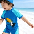 thumbnail image 4 of LRen Toddler Boy Swimsuit Boys Swim Set 2 Piece Short Sleeve Boys Swimming Shirt Trunks Rash Guard Bathing Suits, 4 of 9