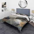 thumbnail image 1 of Designart "Minimalist Modern Shapes in Gold and Grey I" Abstract Modern Shapes Bedding Covert Set - Abstract Gold Modern Bed Set With 2 Shams, 1 of 6