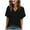 02 Black, variant on Fewfanhot Womens Shirts Summer Tops Short Petal Sleeve Shirts Fashion V Neck Outfits Clothes