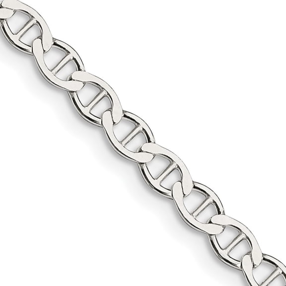 Auriga Fine Jewelry 925 Sterling Silver 4 mm Flat Anchor Chain Necklace for Mens 20"