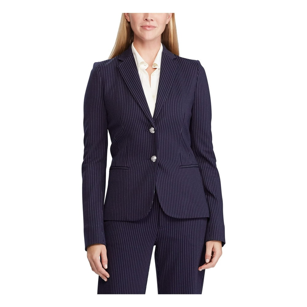 Ralph Lauren - RALPH LAUREN Womens Navy Pinstripe Blazer Wear To Work ...