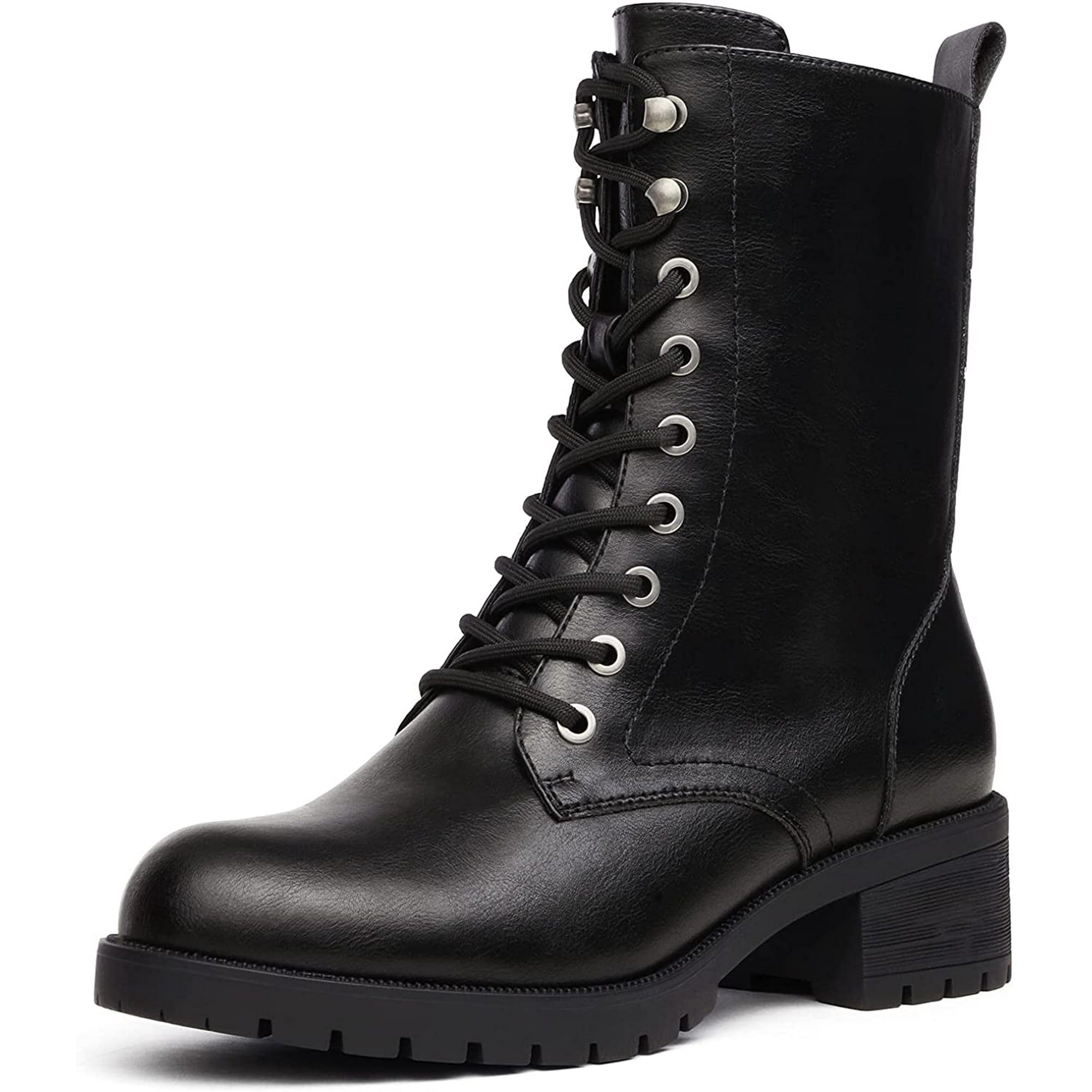 Mid Calf Combat Boots Womens