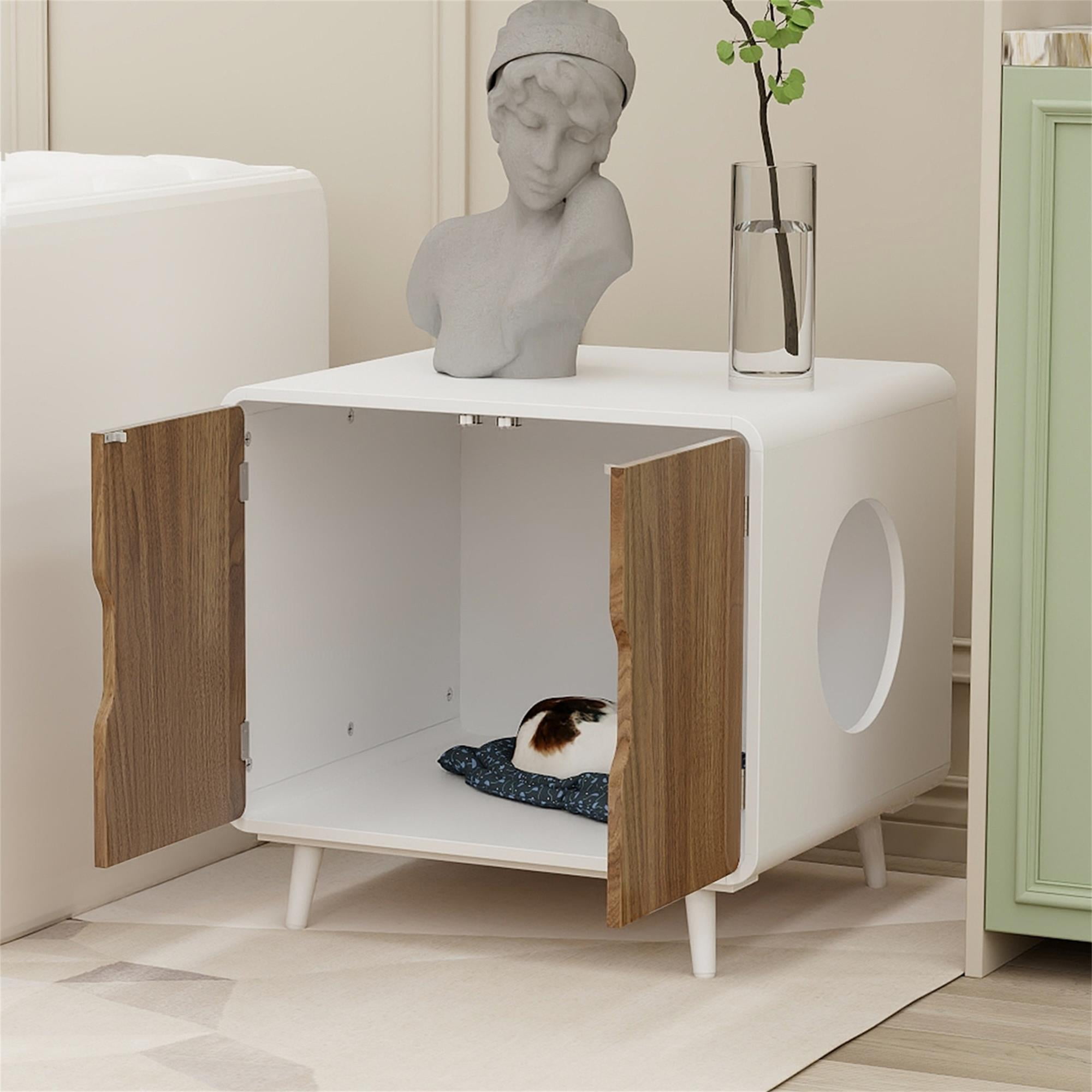 Pefilos 24" Hidden Large Cat Litter Boxes Furniture with Two Door, Cat