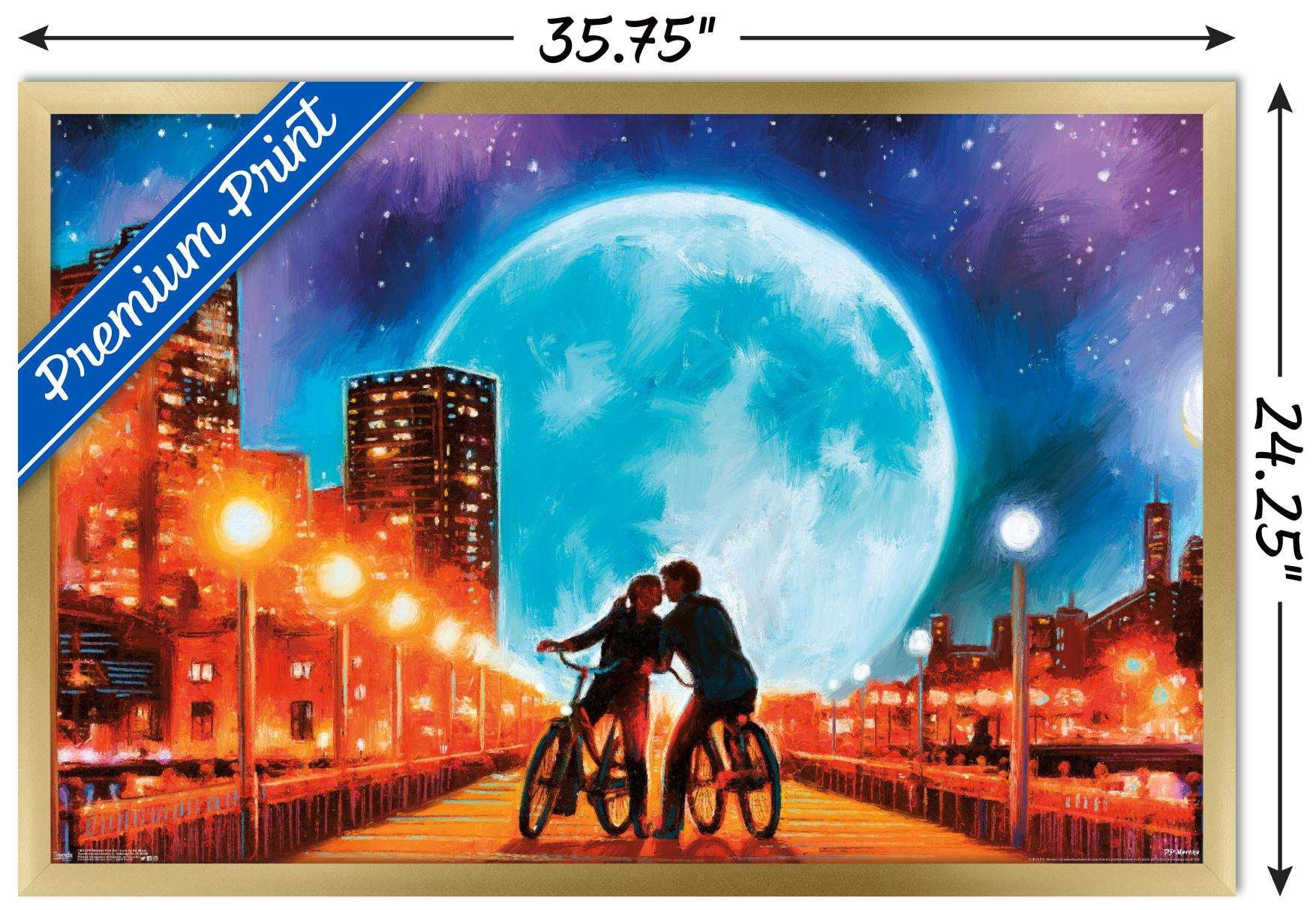 PD Moreno - Fine Art - Love by the Moon Wall Poster, 22.375" x 34", Framed