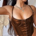 thumbnail image 4 of Camisola de cuero con hebilla y copas en el pecho para mujer, chaleco Sexy ajustado con cuello en U en el interior, 4 of 5