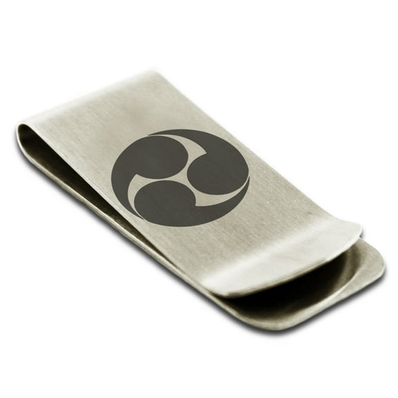 Stainless Steel Kobayakawa Samurai Crest Engraved Money Clip Credit Card Holder