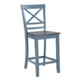 thumbnail image 3 of Powell Cothran 24" Indoor Wood Counter Stool, Set of 2, Blue, 3 of 8