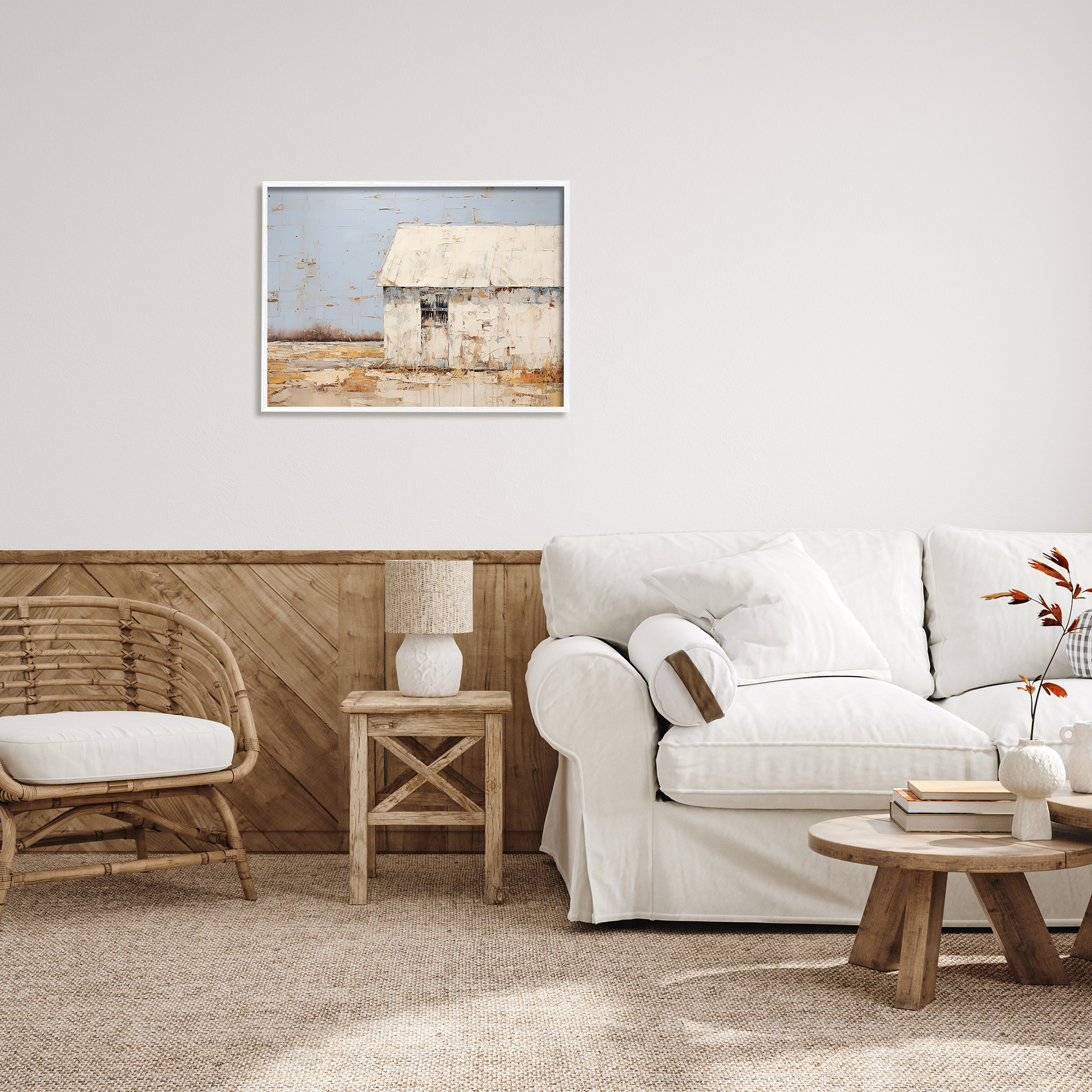 Stupell Industries Rustic White Barn Abstract Painting White Framed Art Print Wall Art, 30 x 24