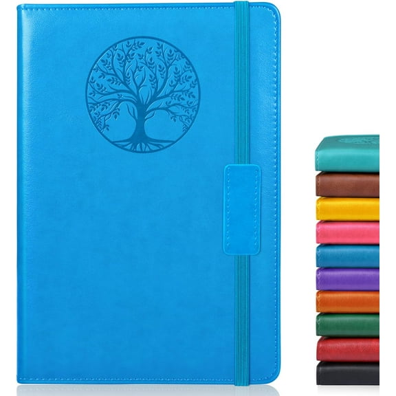 Lined Journal Notebook for Women Men,256 Pages A5 Hardcover Leather Journals for Writing,Travel,Business,Work & School,College Ruled Notebooks for Note Taking,Diary Notepad 5.7"×8.3"-Light blueA5