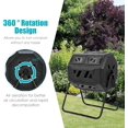 thumbnail image 3 of S AFSTAR 43 Gallon Outdoor Compost Bin, Dual Chamber Compost Tumbler W/2 Sliding Doors & Gloves Included, Large Capacity Composting Bins, Garden Rotating Tumbling Composter for Patio Yard Lawn(Black), 3 of 9