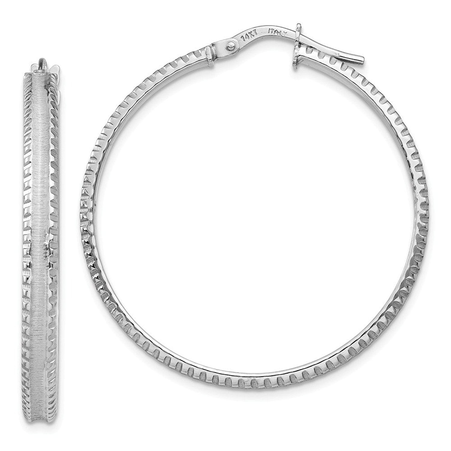 20 to 35mm 3 mm Ridged Edge Concave Hoop Earrings in Genuine 14k White Gold 20 to 35mm 3 mm Ridged Edge Concave Hoop Earrings in Genuine 14k White Gold